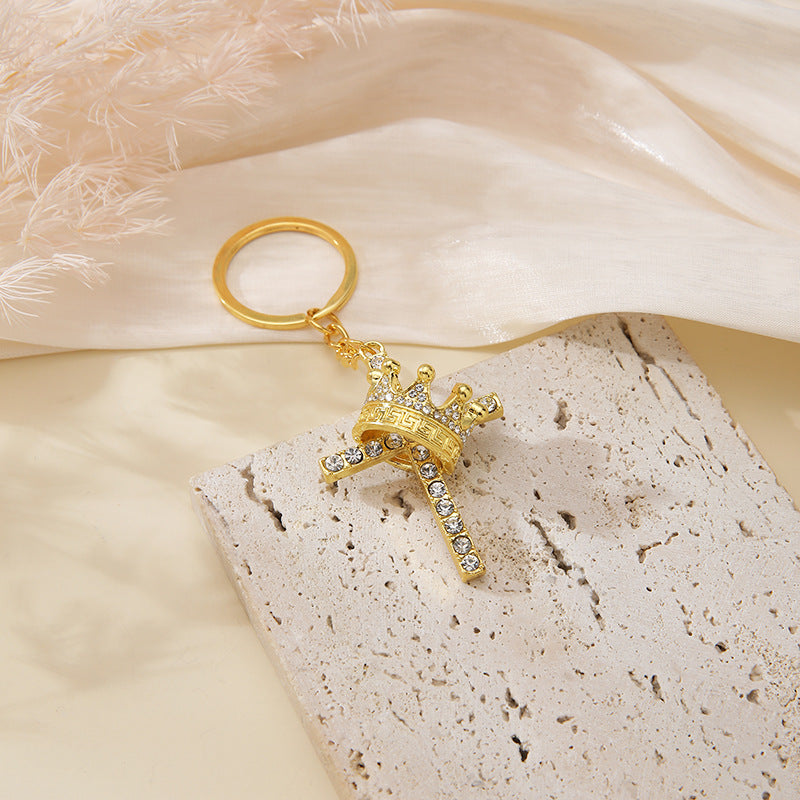 Wholesale Micro-embellished crown cross keychain