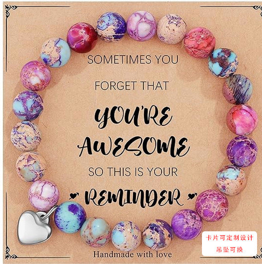 Wholesale Natural Stone Band Card Braided Obsidian Crystal Agate Beaded Bracelet