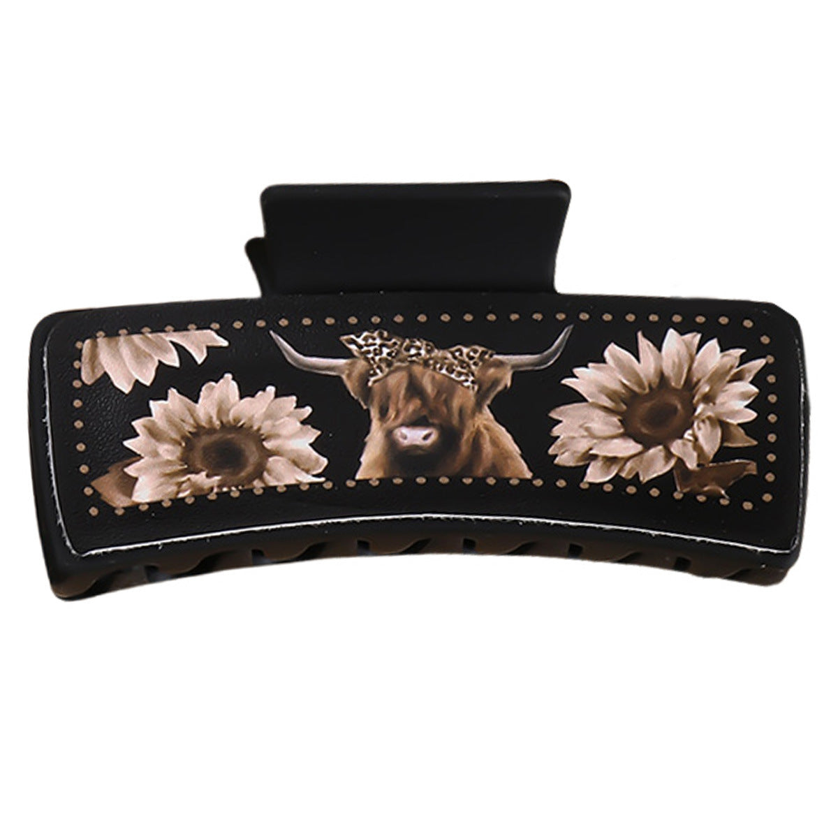 Wholesale yak chrysanthemum black leather large square clip shark clip