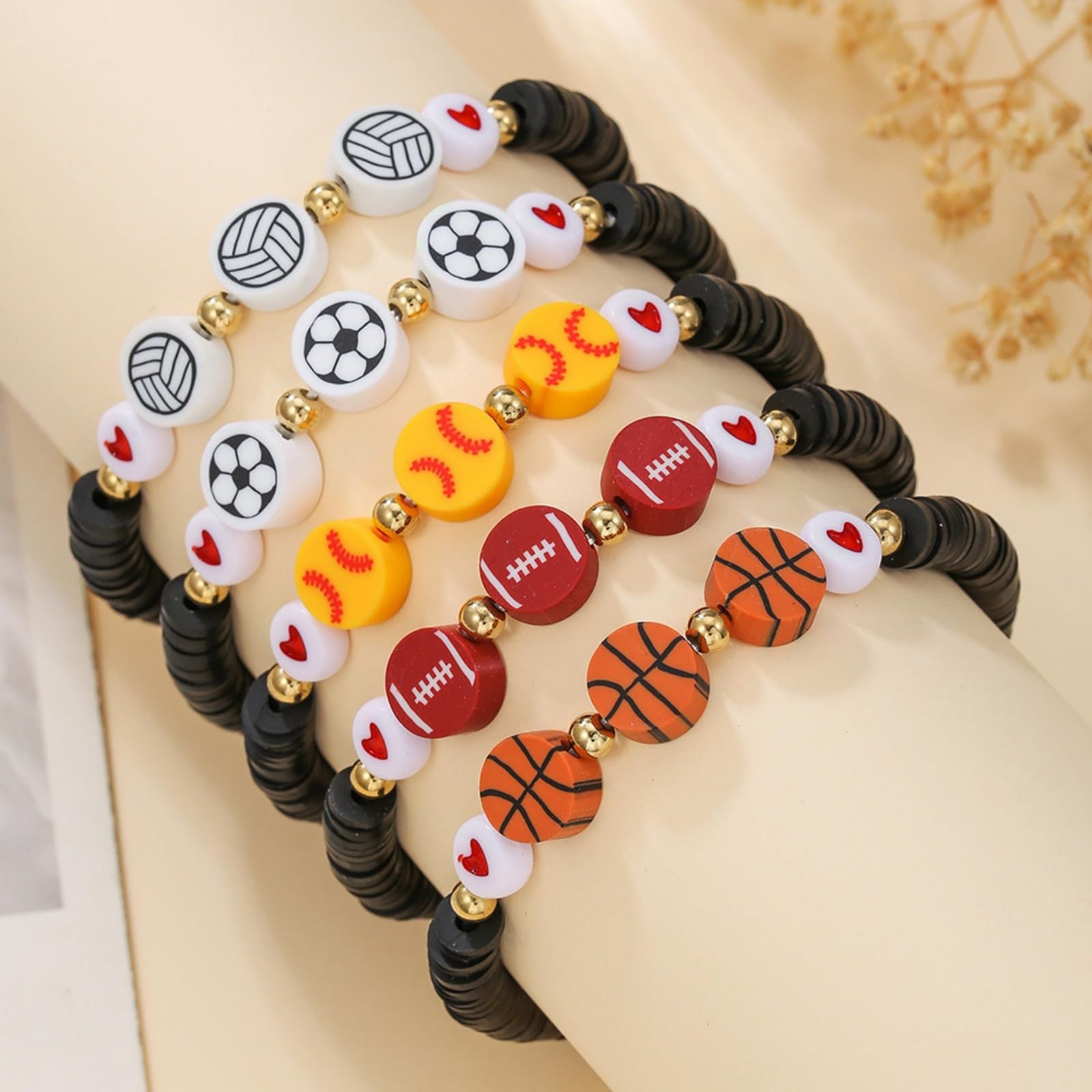 Wholesale Sports Ball Basketball Baseball Football Soft Acrylic Bracelet