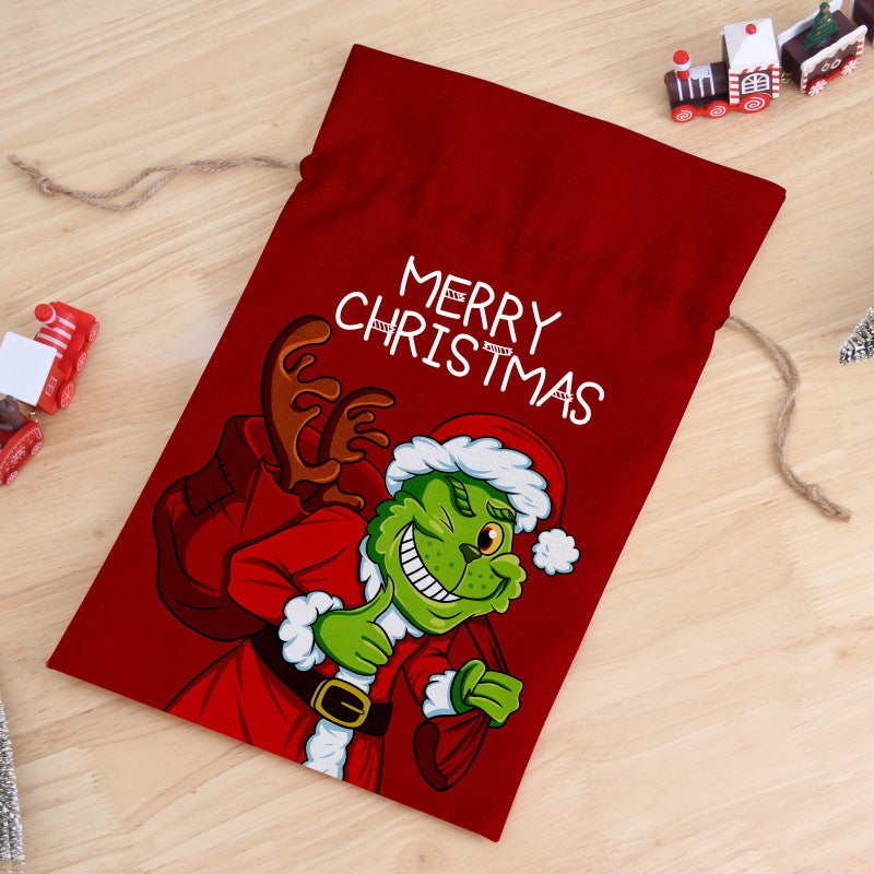 Wholesale Cloth Candy Bag Christmas Drawstring Cartoon Gift Bag
