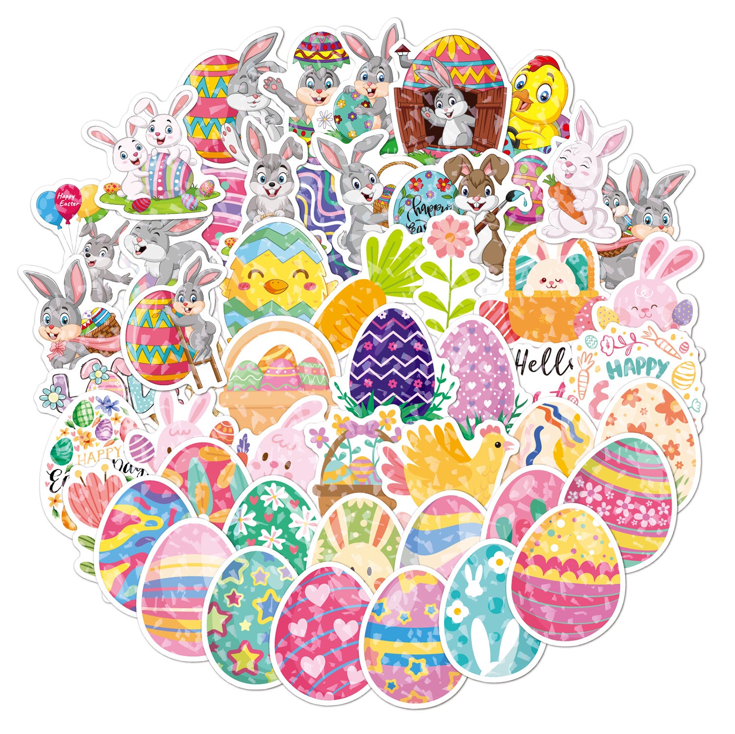 Wholesale 100pcs Easter cartoon rabbit egg Waterproof vinyl stickers