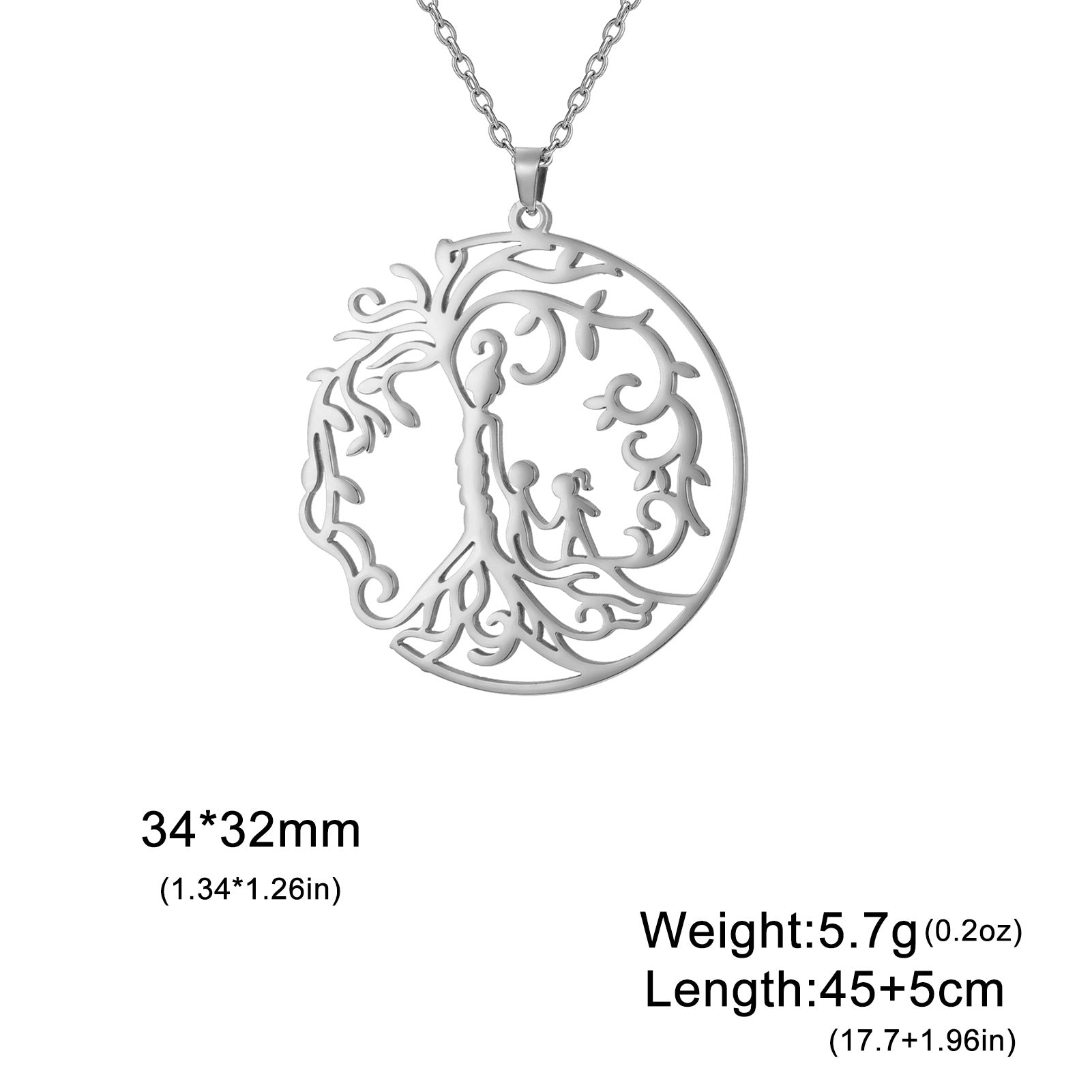 Wholesale Mother' s Day electroplated Tree of Life parent-child Stainless steel necklace