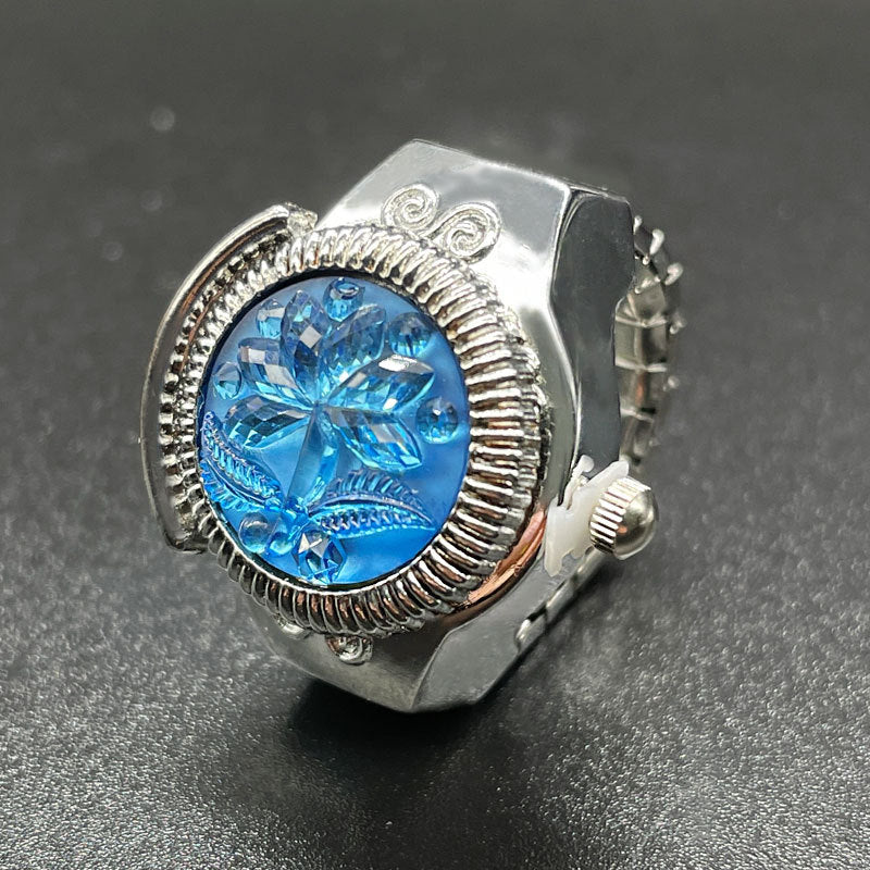 Wholesale [Ring watch] personalized fashion temperament female foreign trade hot quartz watch flip ring watch can see time