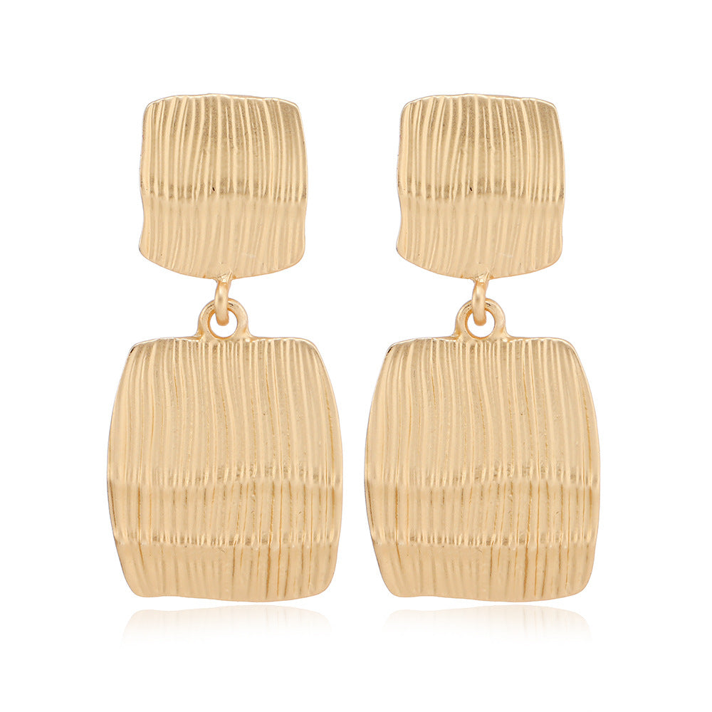 Wholesale Fashion Exaggerated Alloy Geometric Electroplated Matt Gold Clip Earrings