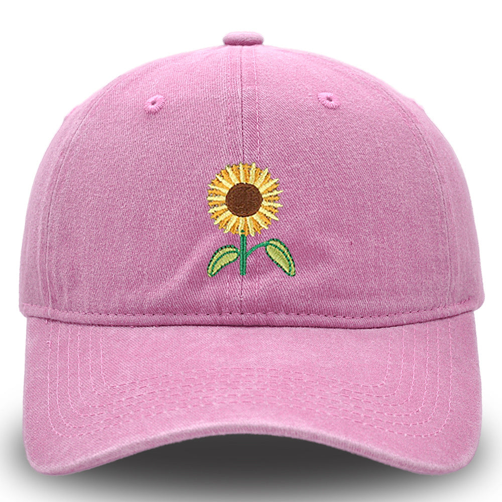 Wholesale Washed Cotton Sunflower Baseball Caps
