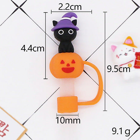 Wholesale 10mm 10pcs  Dustproof Straw Cap Fun Halloween  Soft Rubber Straw Plug