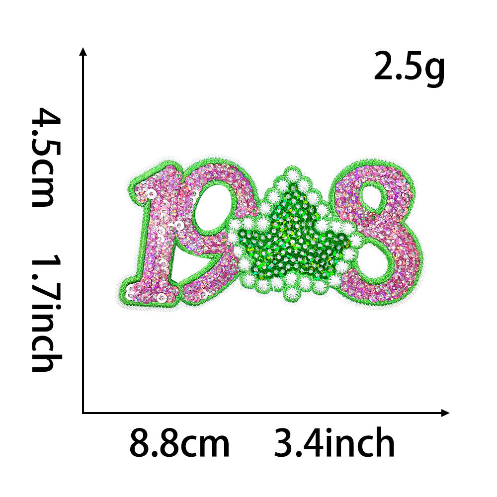 Wholesale Green and Pink Bowknot Love Embroidered DIY Patches