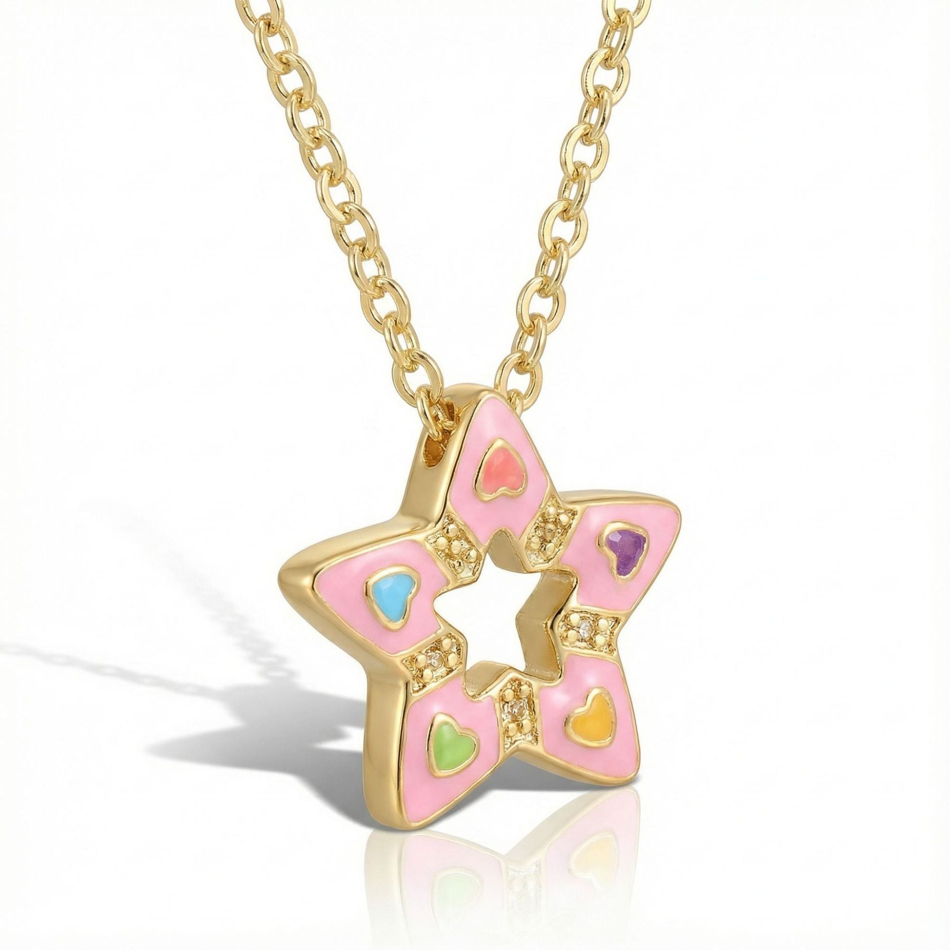 Wholesale Pink Gold Sweet and Cool Western Cowboy Hat Zirconia Pendant Necklace