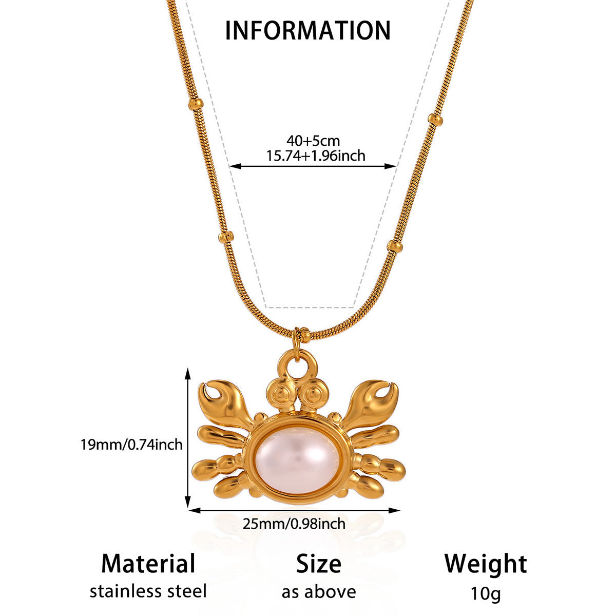 Wholesale stainless steel gold-plated crab fish pendant animal clavicle necklace
