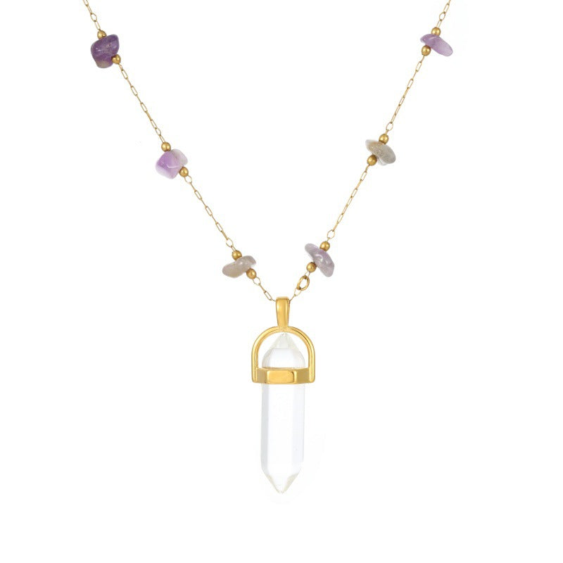 Wholesale of Natural Stone Chains, Fashionable and Versatile Titanium Steel Necklaces