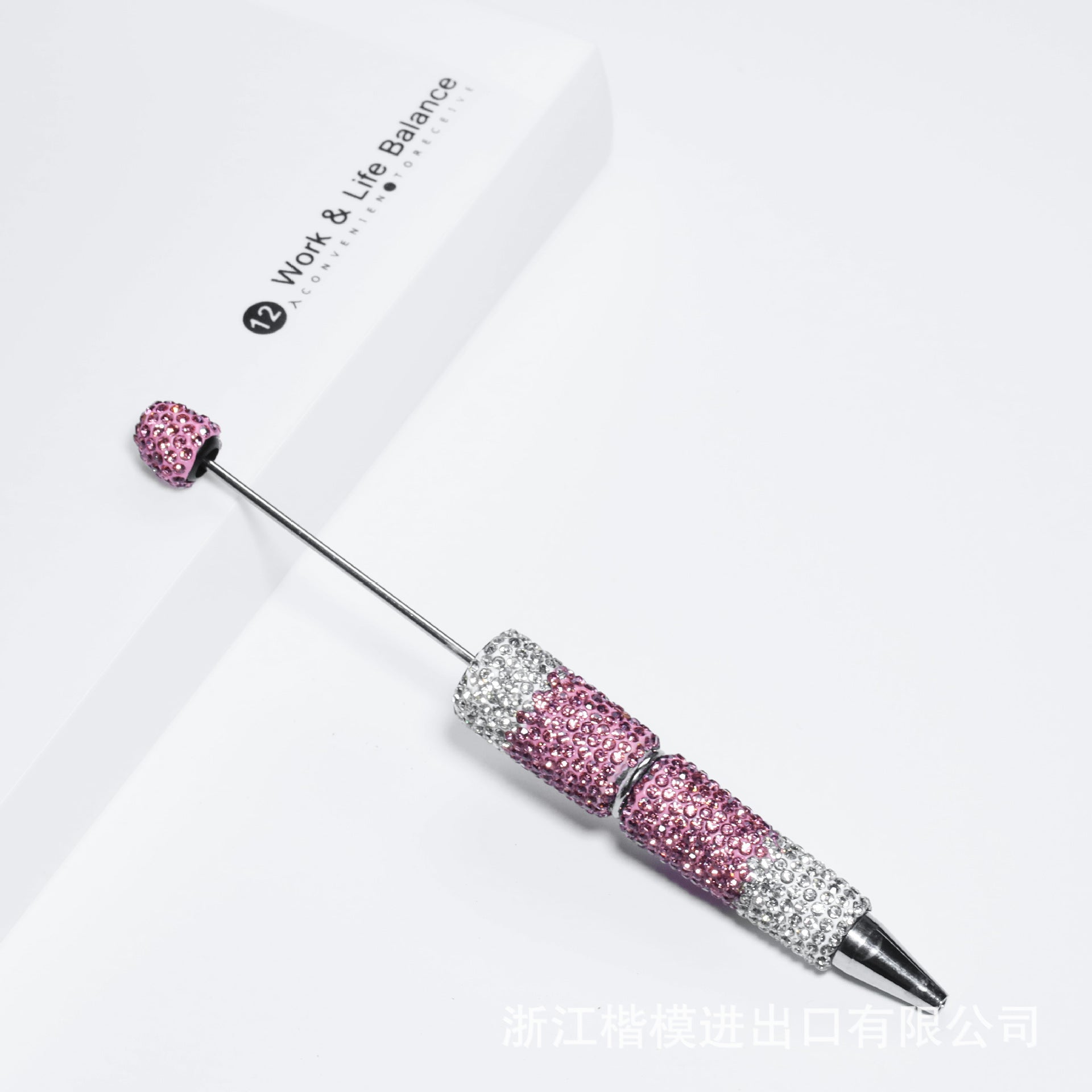 Wholesale 5pcs Beadable Pens Heavy Duty Diamond Inlaid Plastic Ballpoint Pen with Diamond