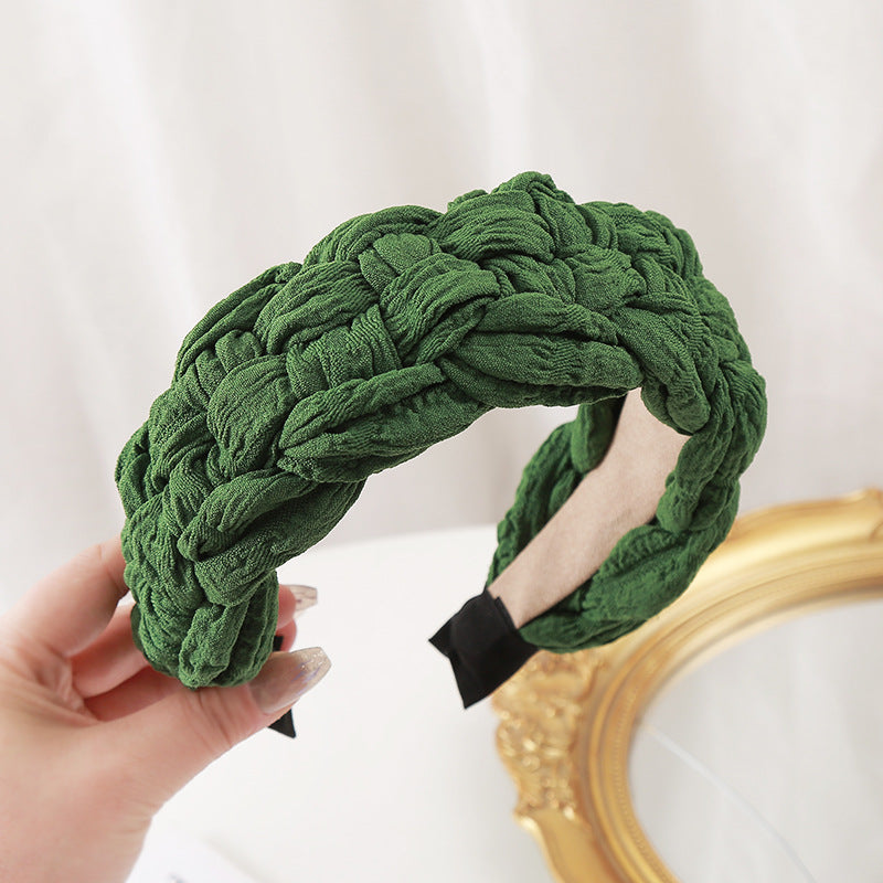 Wholesale Autumn and Winter Wide Version Knitted Double Color Block Headband
