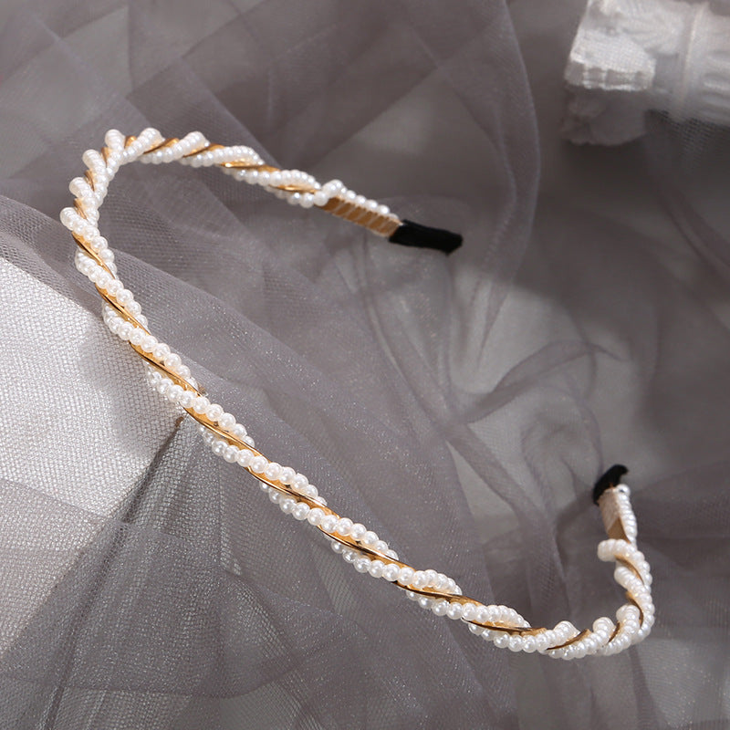 Wholesale Bridal Hand Braided Knotted Pearl Headbands