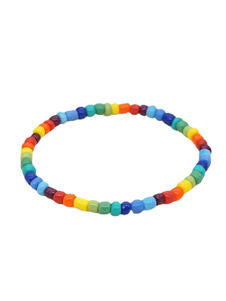 Wholesale Rainbow Glass Rice Beads Clear Beads Gradient Color Bracelet
