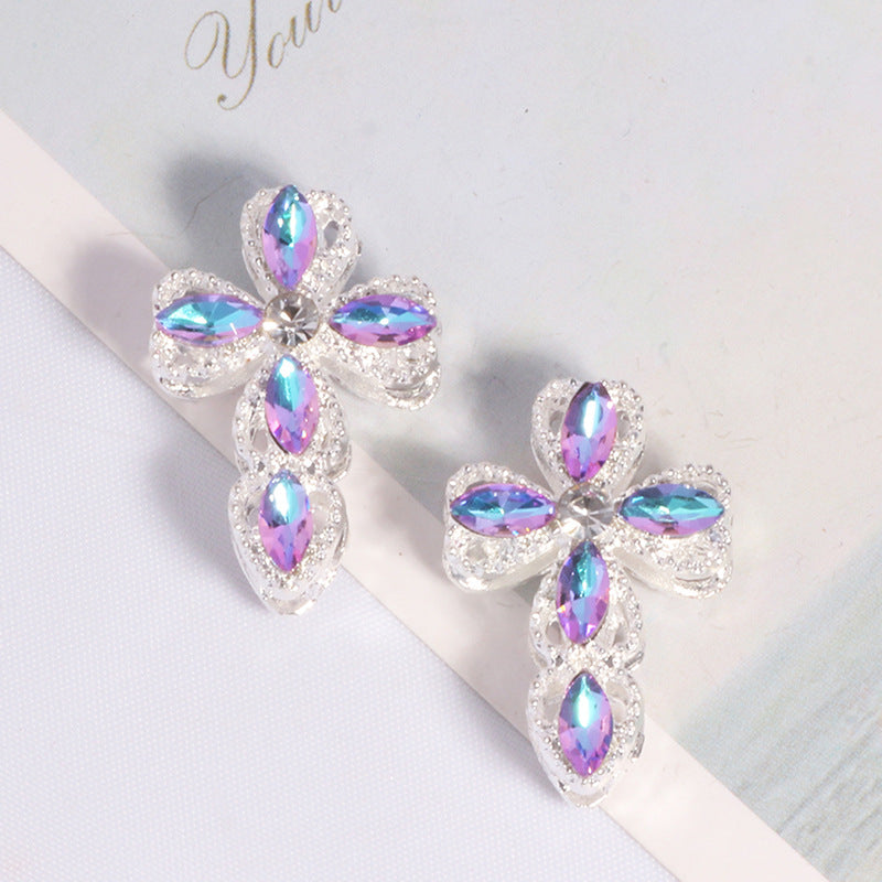 Wholesale 3PCS/Pack Alloy Stereo Cross DIY Straight Hole Beads Cute Decorative Mobile Phone Chain Key Chain Bag Chain Accessories