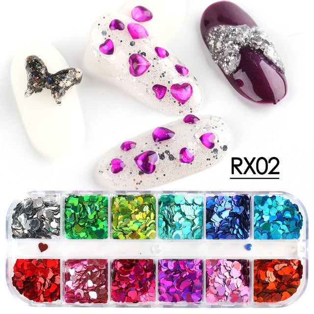 Wholesale 3pcs Butterfly Mica Platinum Fragment Hexagonal Nail Jewelry Patch