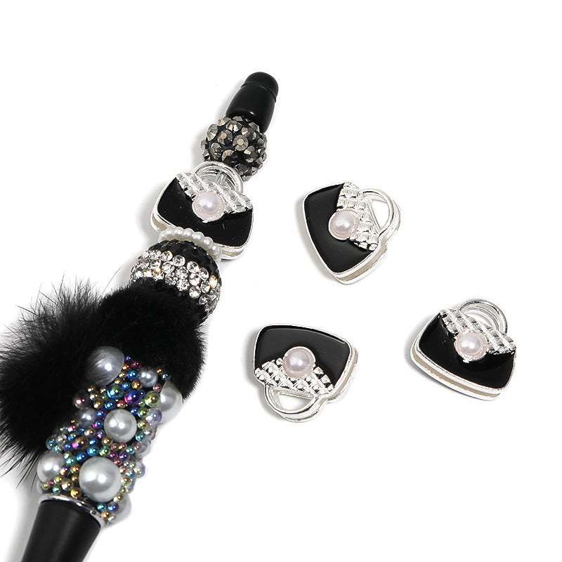 Wholesale 20pcs Heavy Double-sided Pearl Handbag Alloy Through-hole Diy Cute Beads