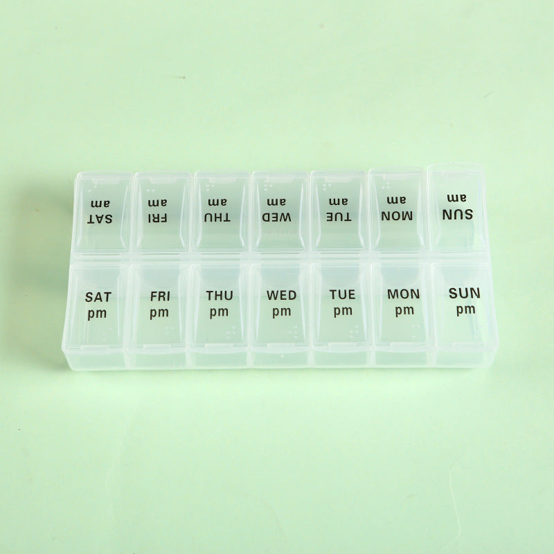 Wholesale PP Double Row Packaging 4-compartment Open Lid Portable Small Medicine Box