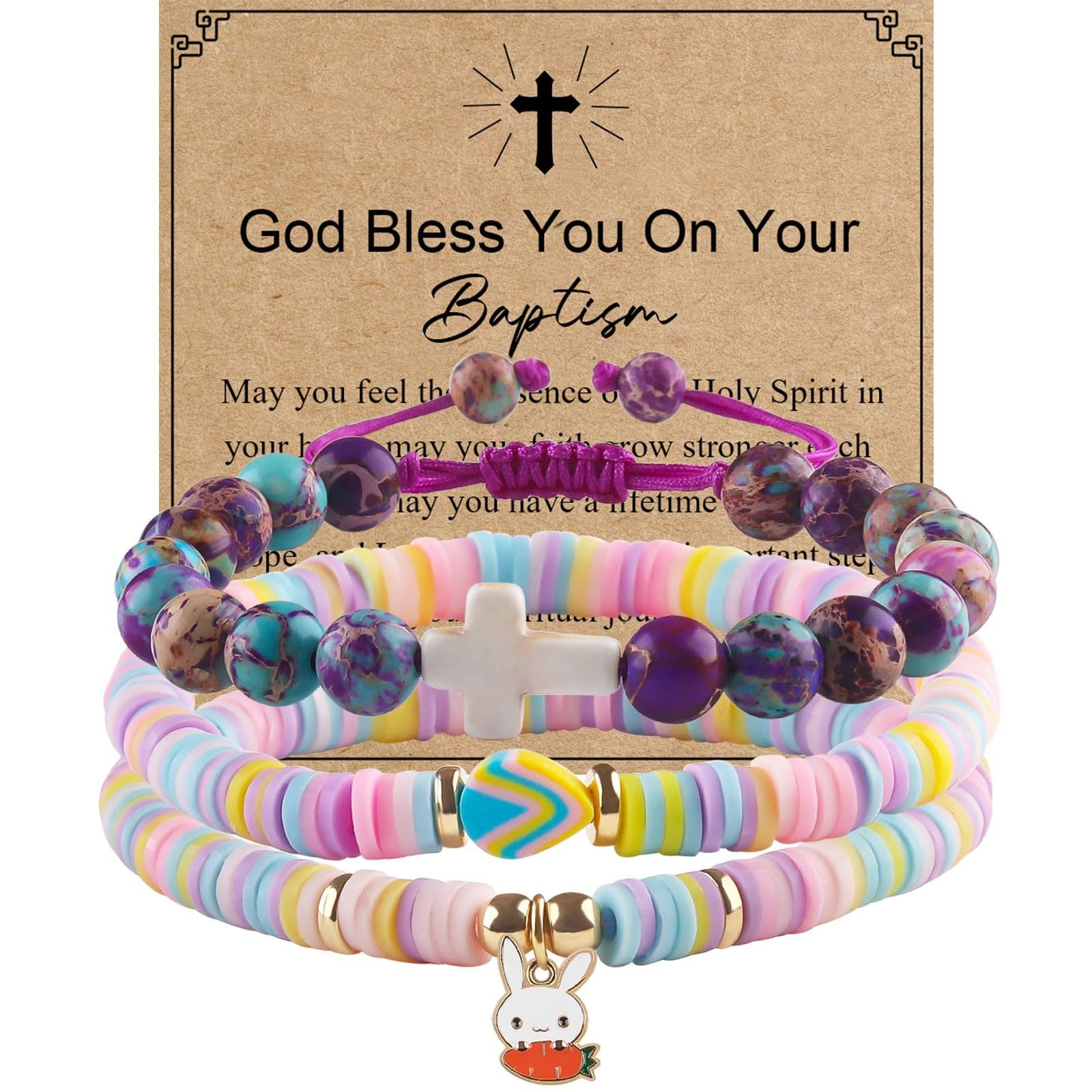 Wholesale Easter Cute Bunny Pendant Girl  Clay Bead bracelet