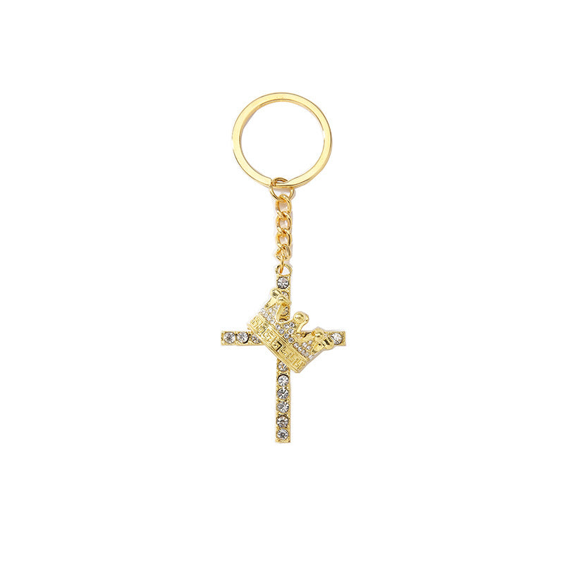 Wholesale Micro-embellished crown cross keychain