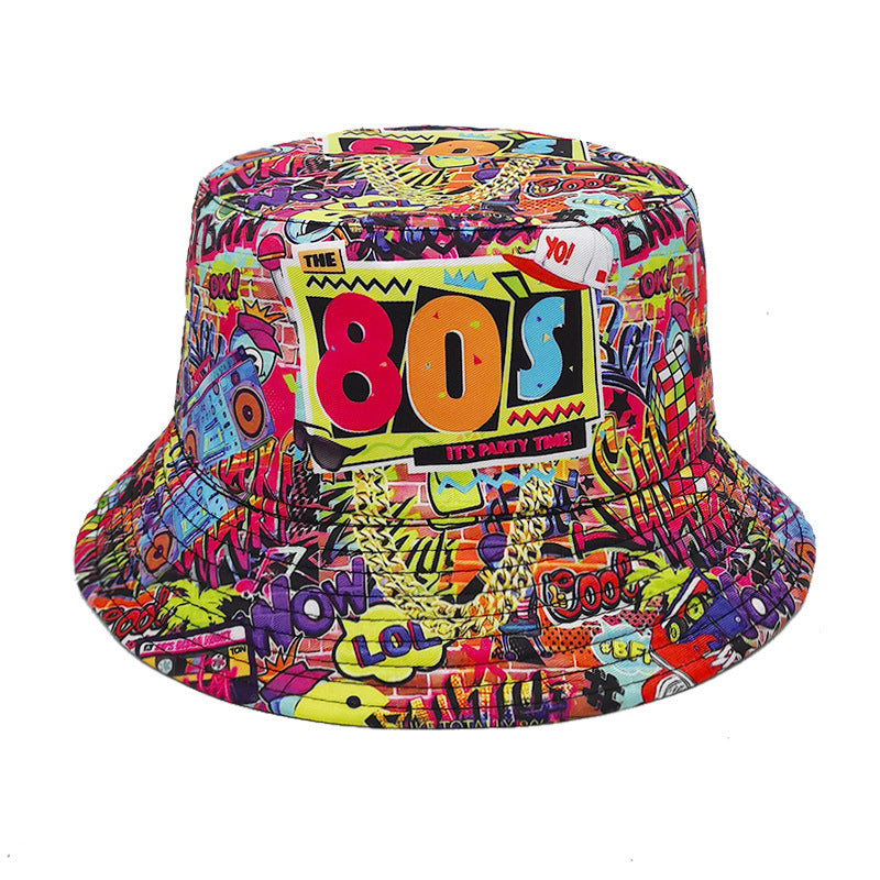 Wholesale Retro Nostalgic Tape Pattern Visor Fisherman Double-sided Hat
