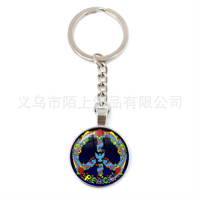 Wholesale Zinc Alloy Peace Sign Keychain