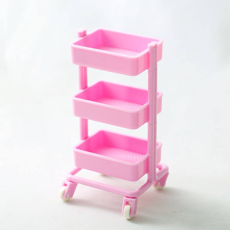 Wholesale Miniature mobile handcart storage rack Doll Accessories