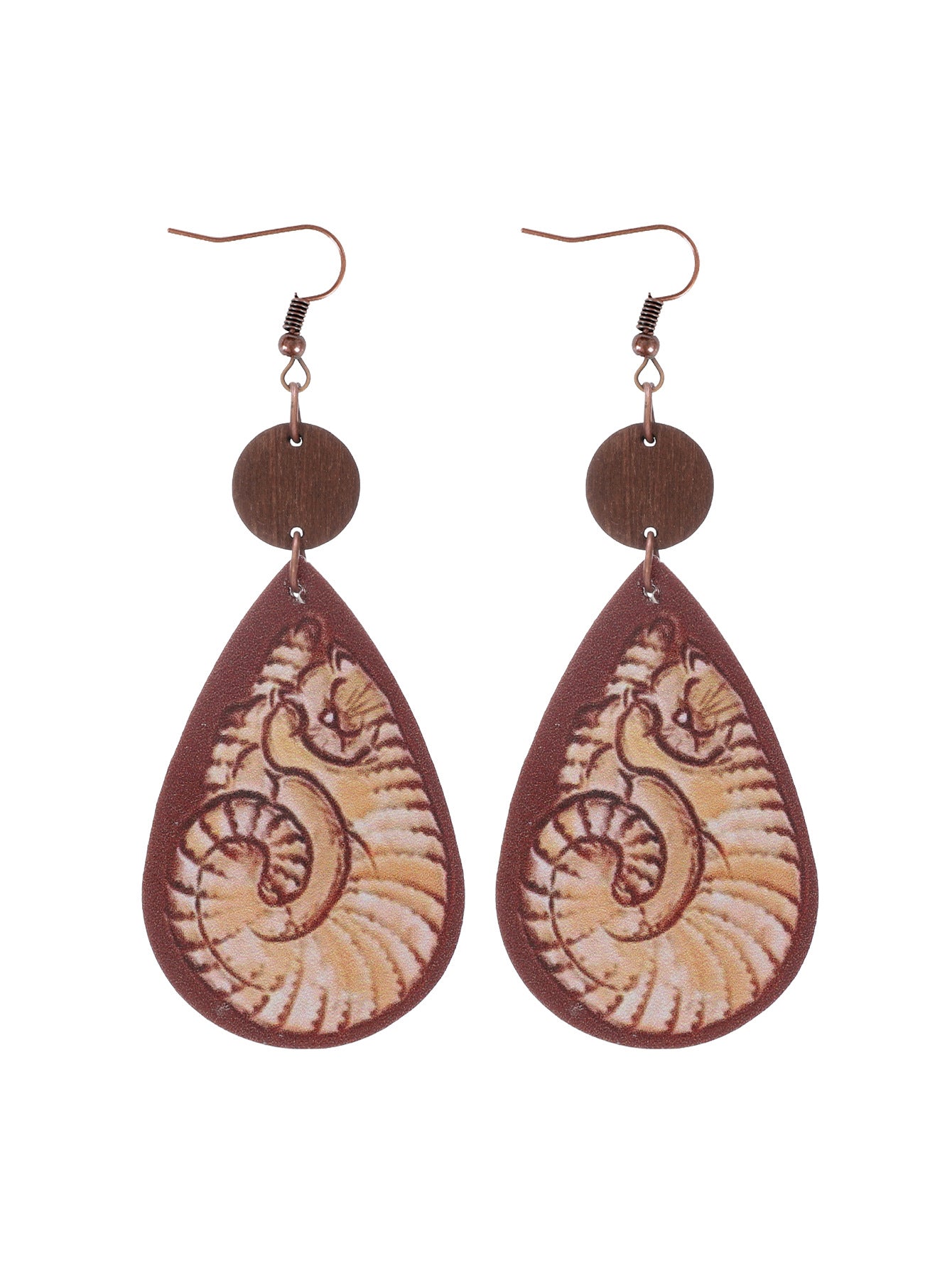 Wholesale Cactus-patterned leather earrings