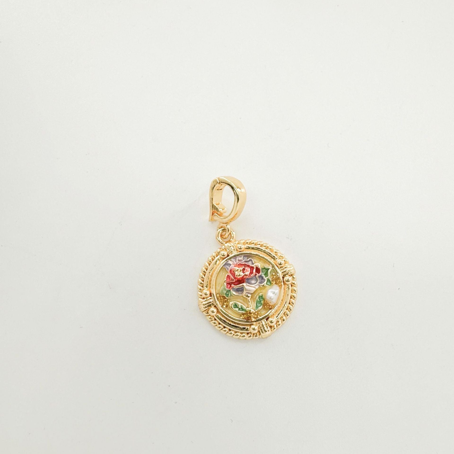 Wholesale 18K Hand painted Oil Painting Series Ancient Technique Enamel Inlaid Natural Pearl Pendant