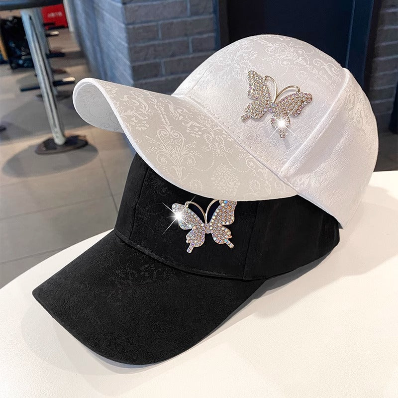 Wholesale Rhinestone lace pattern butterfly fashionable all-match sun protection baseball hat