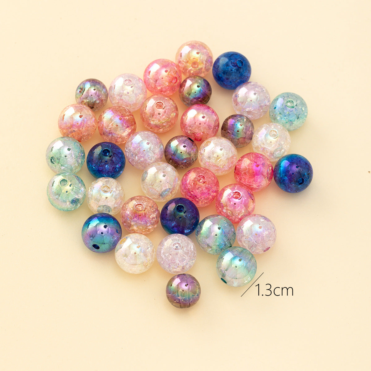 Wholesale 200pcs Burst Clear Straight Hole Multicolored Aurora Round Beads