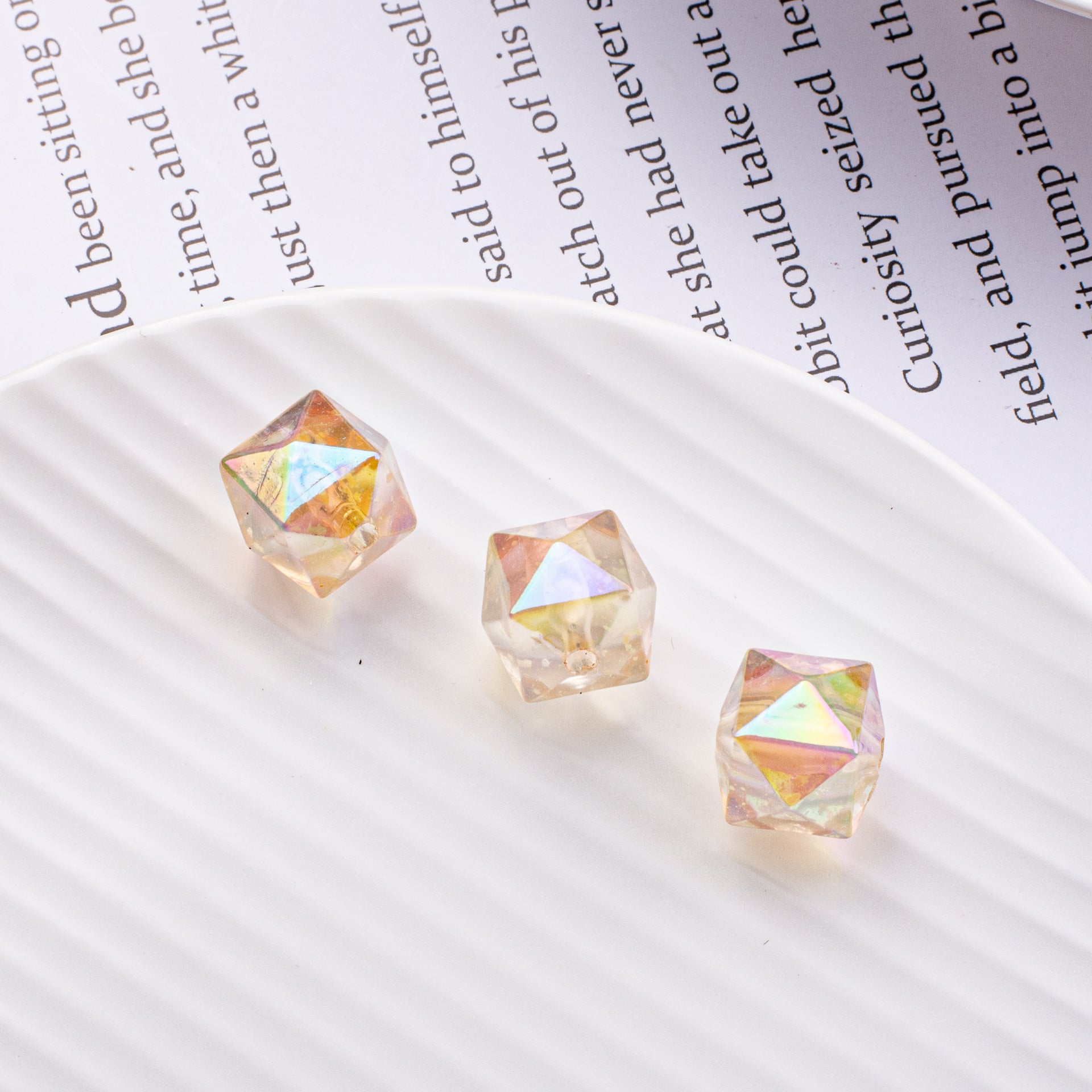 Wholesale 10pcs DIY Luminous Square Beads Prismatic Acrylic Straight Hole Beads