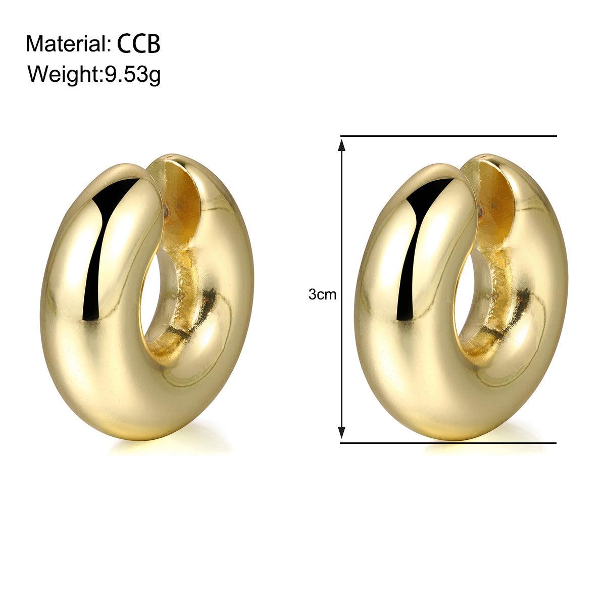 Wholesale 18k plated thick cylindrical tube hollow ear clip
