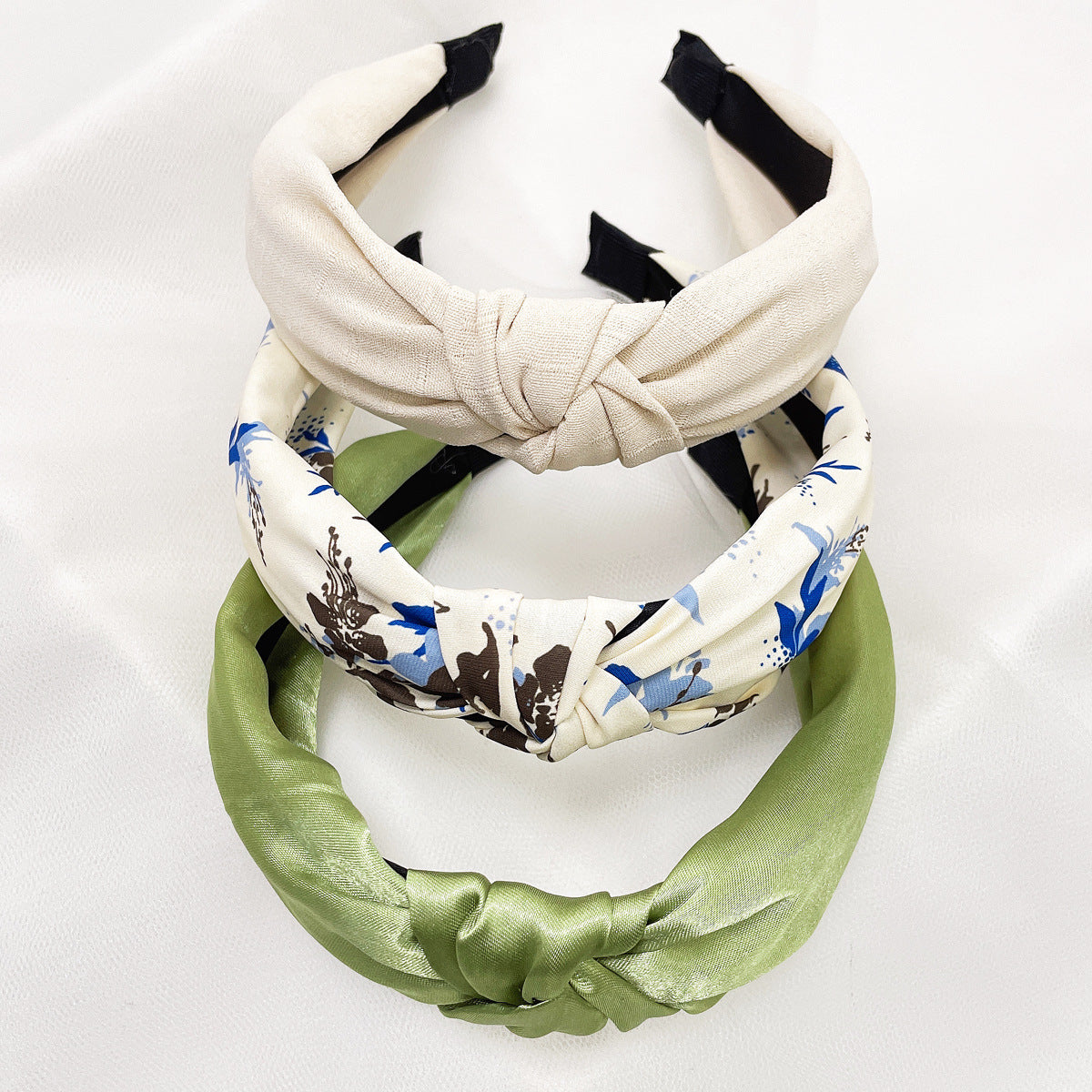 Wholesale Fabric flower cross knot wide edge headband