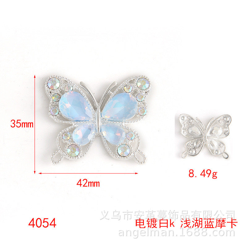 Wholesale Single-sided alloy diamond butterfly DIY beads