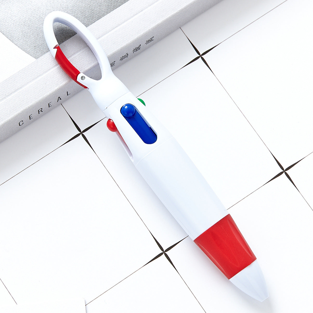 Wholesale Mountaineering Buckle Four Color Jumping Plastic Ballpoint Pen