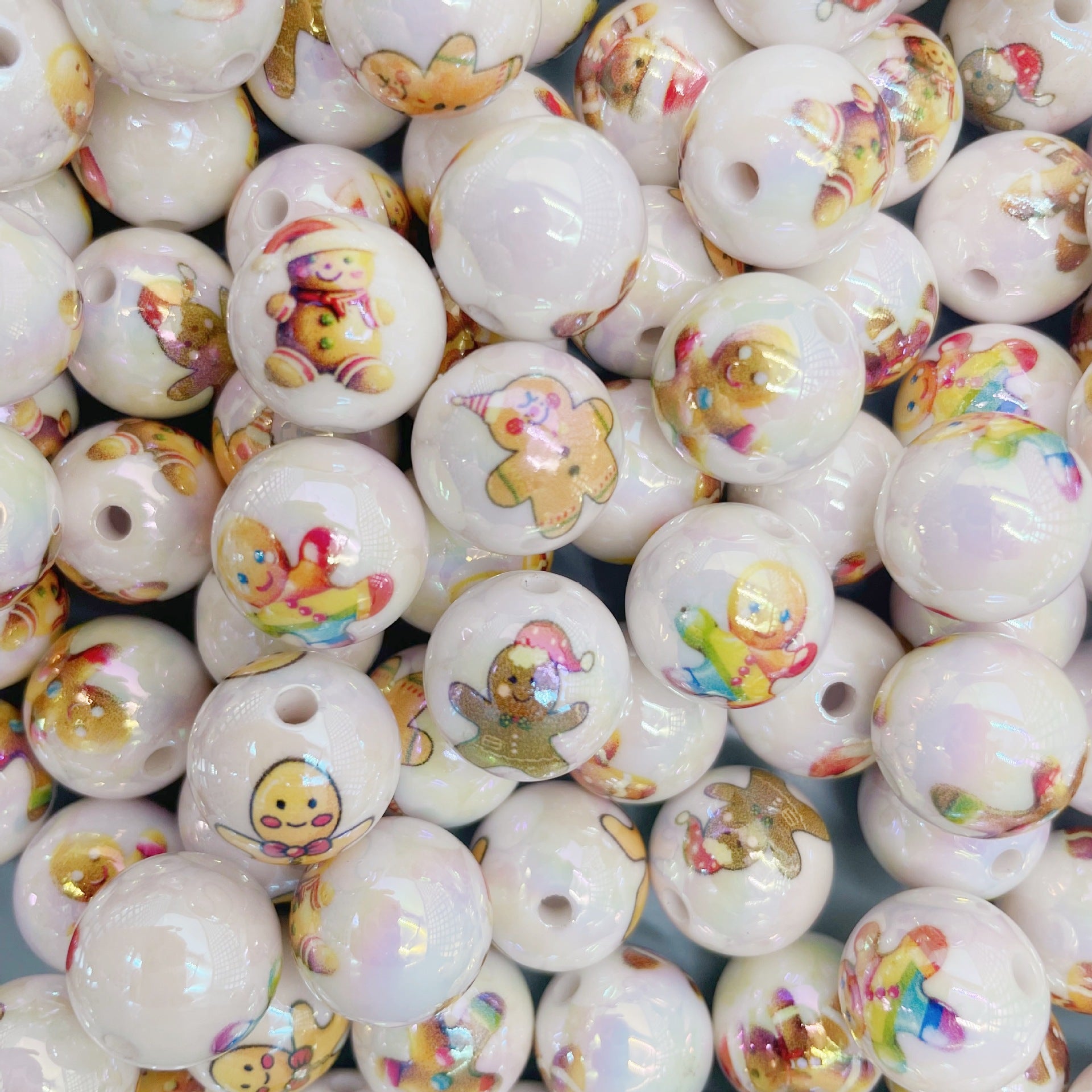 Wholesale 100PCS/PACK UV Acrylic Print Gingerbread Man DIY Christmas Balls