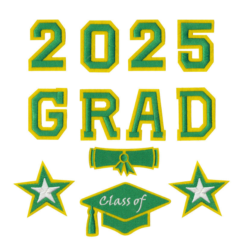Wholesale Stylish Graduation Iron On Embroidered Patches Set Of 12 Black White Designs For Towels DIY Craft Accessory
