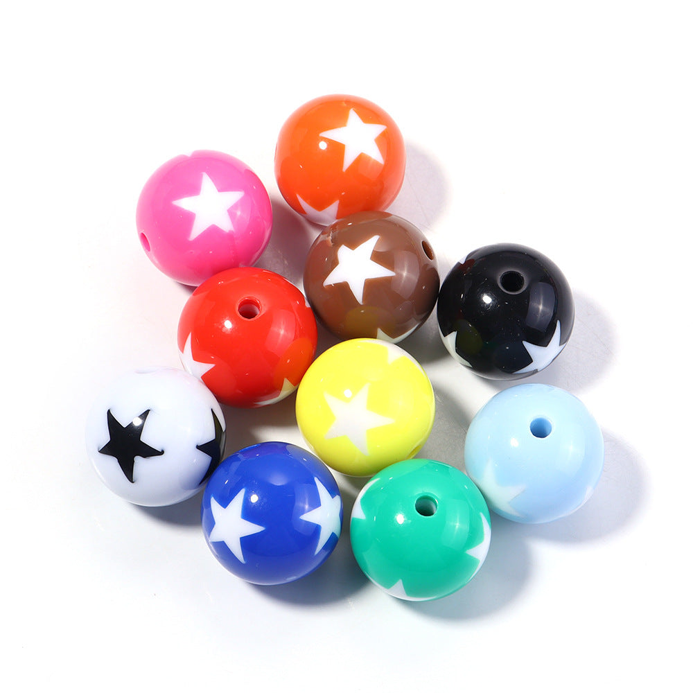 Wholesale 20pcs Painted double-sided heart-shaped pentagram Acrylic Beads