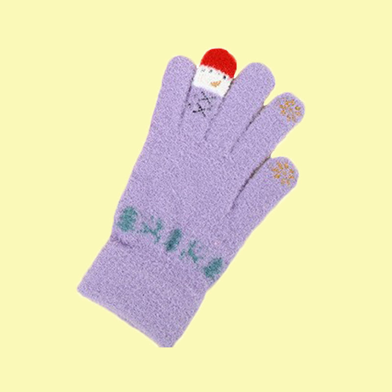 Wholesale Autumn and Winter Christmas Snowman Touch Screen Knitted Plush Gloves