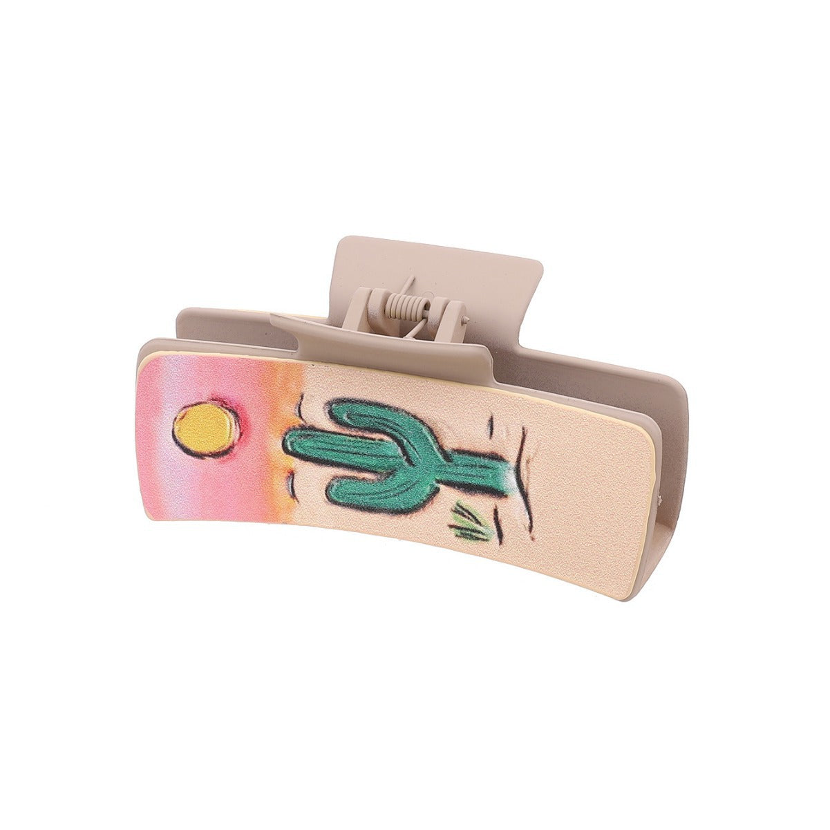 Wholesale Western Cactus Sunflower Faux Leather Hair Claw Clip Fashion Accessory Gift Boutique Resale