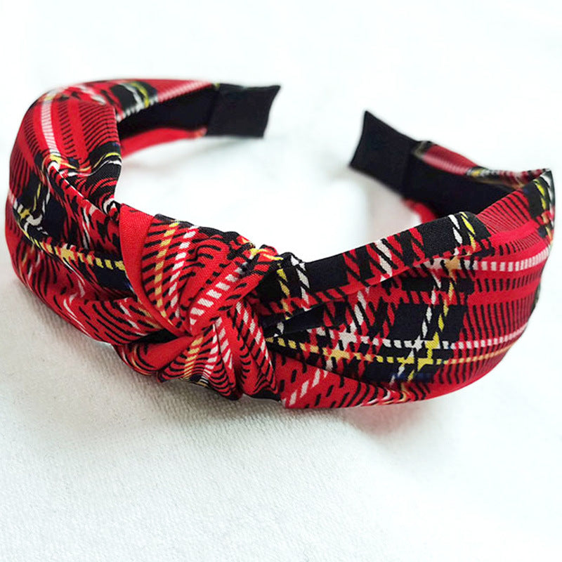 Wholesale Christmas Series Plaid Bow Cloth Headband