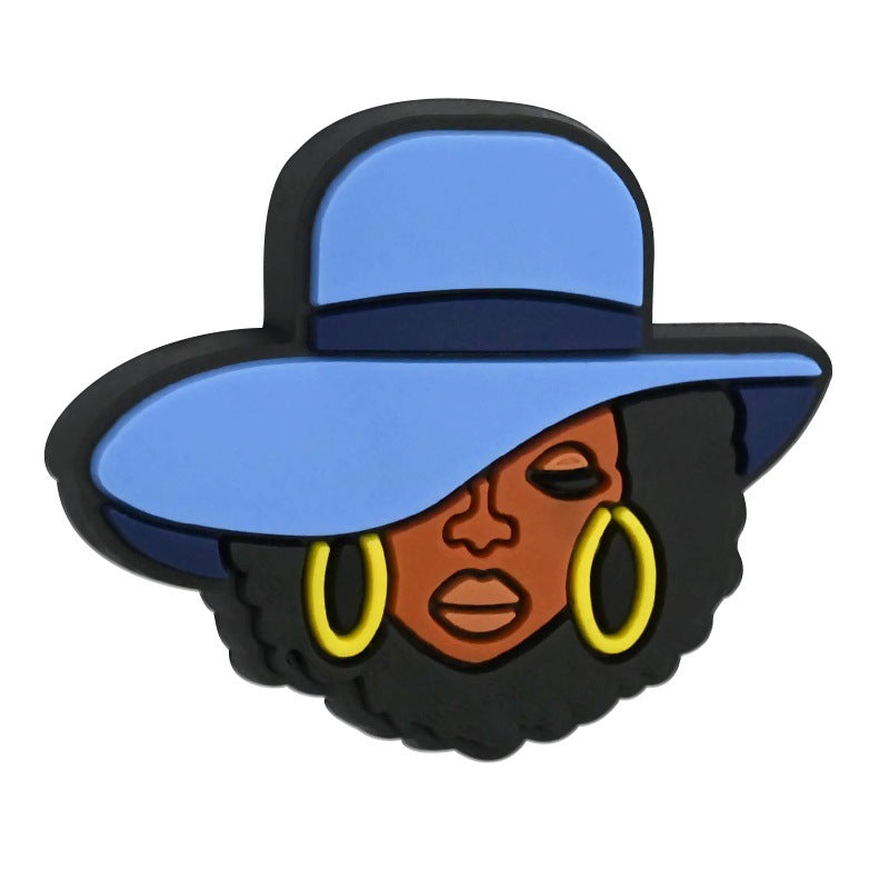 Wholesale Random 100pcs Black Girl Beaded PVC Soft Rubber Beads Focal Beads