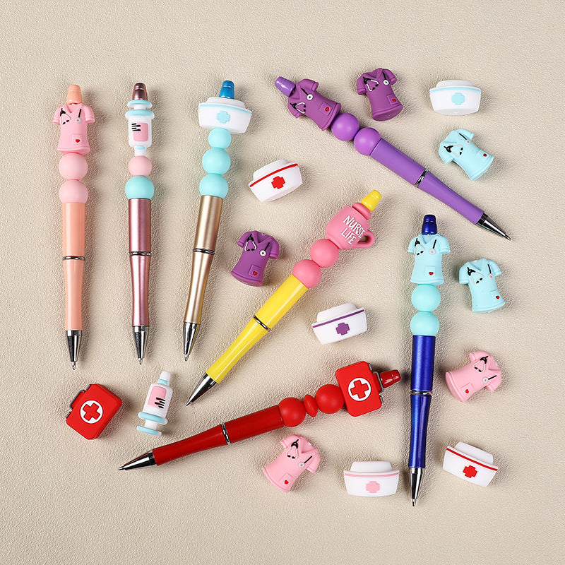 Wholesale 20pcsNew nurse clothing 3D silicone beads beading jewelry women cartoon keychain accessories nurse cap silicone beads