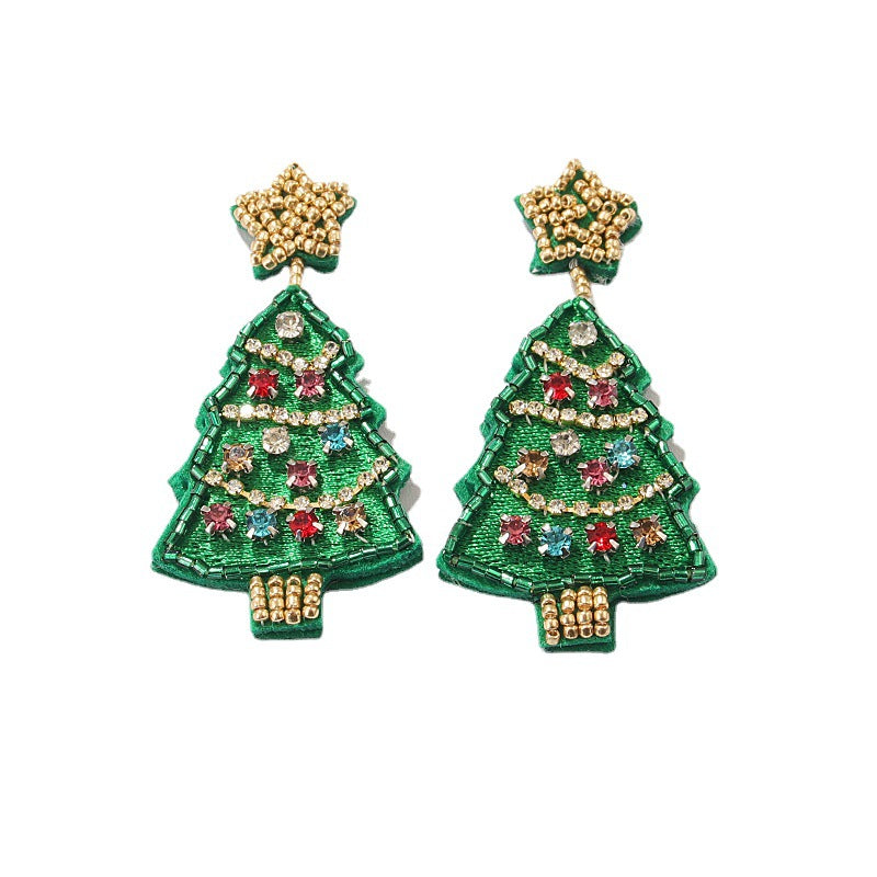 Wholesale Christmas Tree Style Rice Bead Earrings