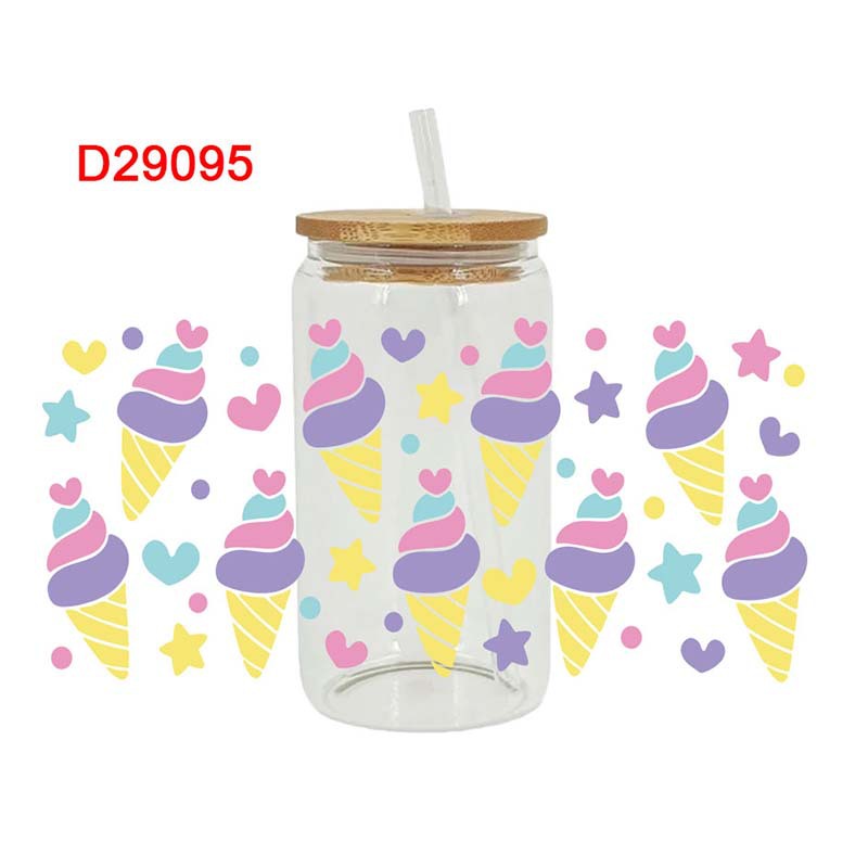 Wholesale Pink dessert ice cream 16oz Cup UV DTF Wraps