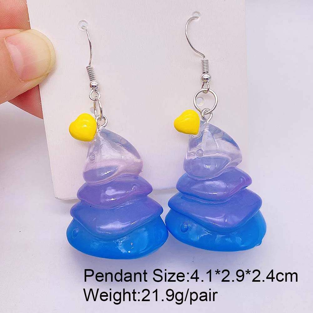 Wholesale Christmas 3D Three-dimensional Christmas Tree Snowman Resin Earrings