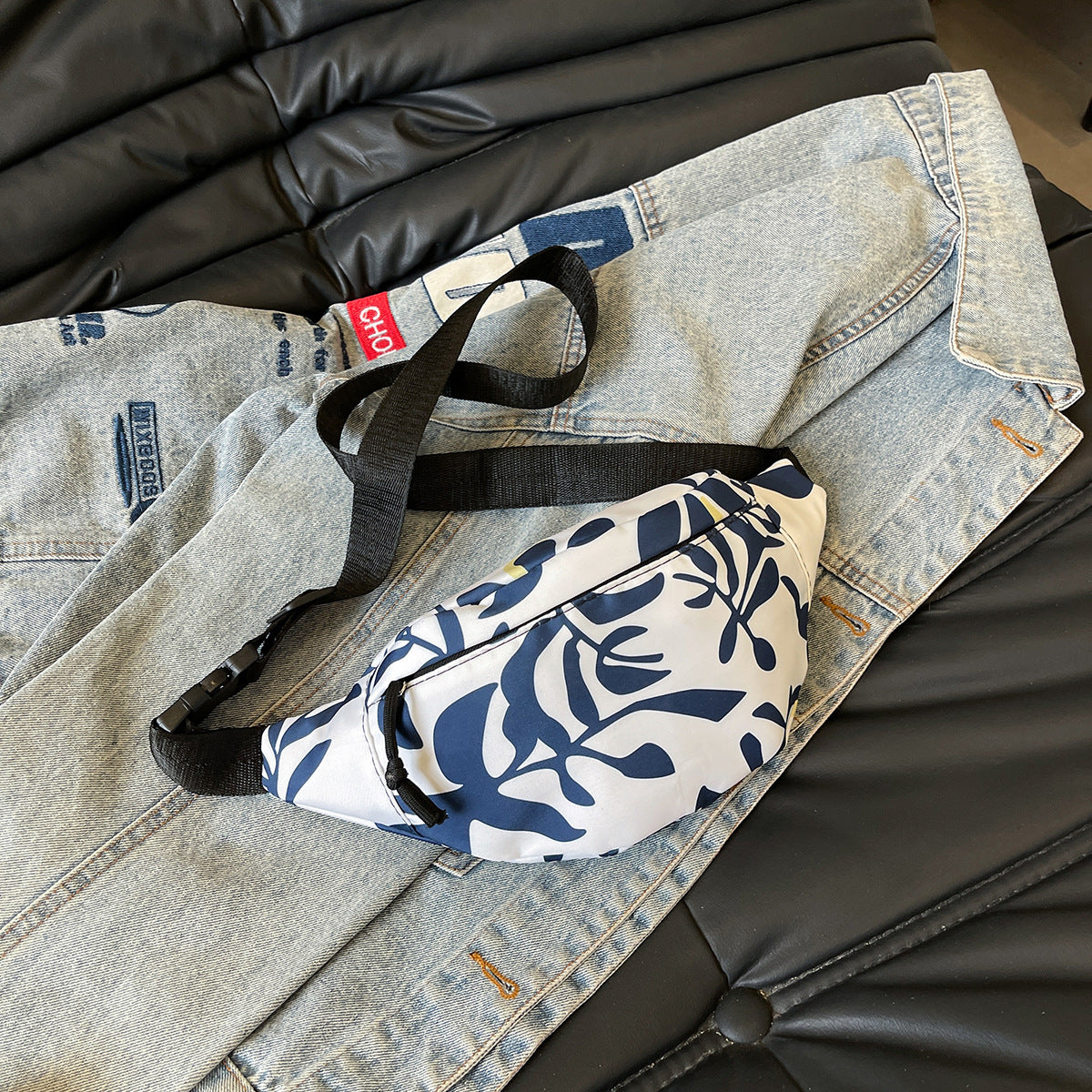 Wholesale Nylon fabric waist bag printed shoulder crossbody bag