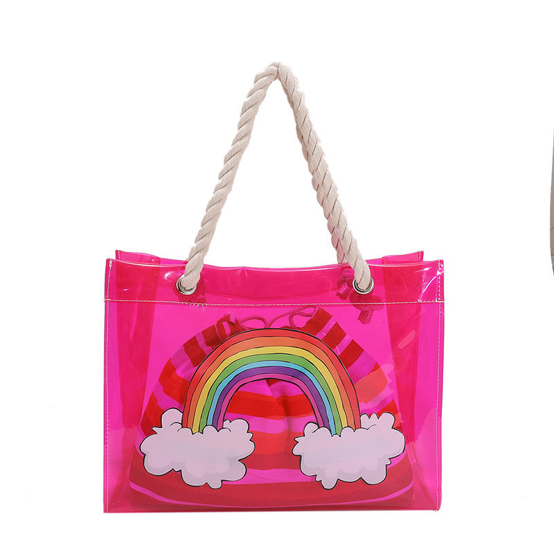 Wholesale High Capacity Rainbow PVC Handheld Tote Bag